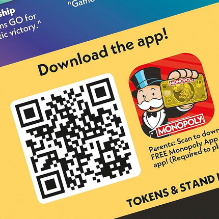 Monopoly App Banking Board Game | App-Enabled Game | Links to Smart Devices | Ages 8+ | 2 to 6 Players | 45 Mins. | Family Games for Kids