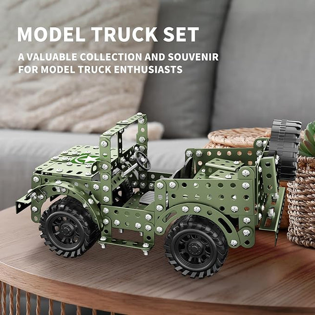 Lucky Doug STEM Building Projects Model Truck Set - Building Toys for Kids Ages 8-12, Assembly Science Army Toys for Boys 8 9 10 11 Years Old