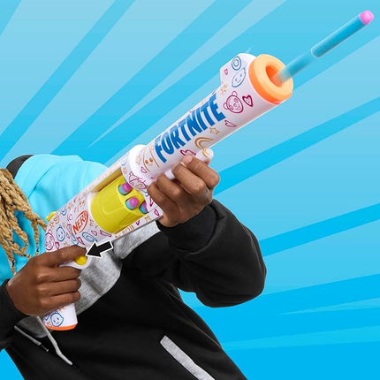Nerf Fortnite Frenz 4 Ever Blaster, Bonus Code to Unlock Frenz 4 Ever Wrap in The Game, 6 Elite Darts, 6-Dart Drum, Fortnite Gifts