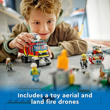 LEGO City Fire Command Truck Building Set - Fire Truck Toy with Land & Air Drones for Boys & Girls, Ages 7+ - Kids Pretend Play Toy with 3 Minifigures - Gift Ideas for Birthdays - 60374