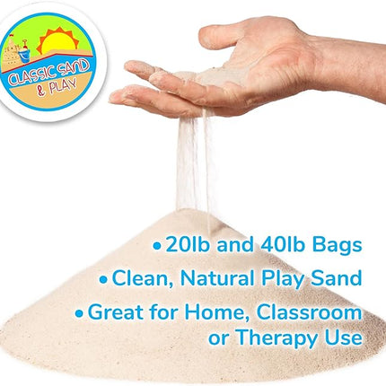Classic Sand and Play Sand for Sandbox, Table, Therapy, and Outdoor Use, 40 lb. Bag, Natural, Non-Toxic, Wet Castle Building for Creativity and Stimulates Sensory Skills