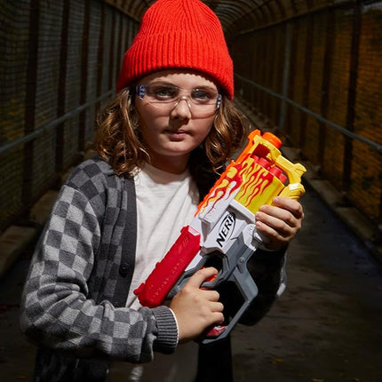 Nerf Mega CycloneShock Toy Blaster, Hotrod Color Style, 6-Dart Drum, 6 AccuStrike Mega Darts, Easy Priming (Amazon Exclusive)