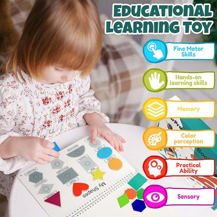 Busy Book for Toddlers, Montessori Toys for 3 4 5 6 Years Old, Autism Sensory Educational Toys, Toddler Preschool Learning Activity Binder and Early Books - for Boys & Girls Develops Fine Motor Skills