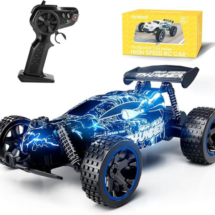 Tecnock RC Cars for Kids, 1:18 Scale 2WD RC Car with LED Lights, 2.4GHz Remote Control Car with USB-C Easy Charging & 50 Mins Playtime, Toys Gifts for Boys & Girls Ages 8-12