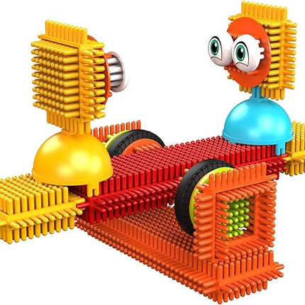 Contixo 144 pcs Bristle Shape 3D STEM Building Toys, Construction Learning Stacking Educational Block, Creativity Beyond Imagination, Inspirational, Safe & Durable, Recreational Toy for Kids Ages 3-8