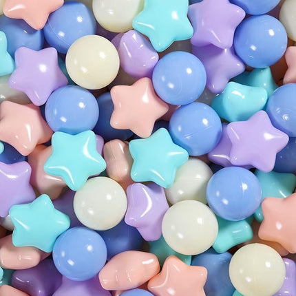 STARBOLO Star Ball Pit Balls for Ball Pit - 100pcs Crush Proof Plastic Children's Toy Balls Macaron Ocean Balls for Birthday Parties Games Pool