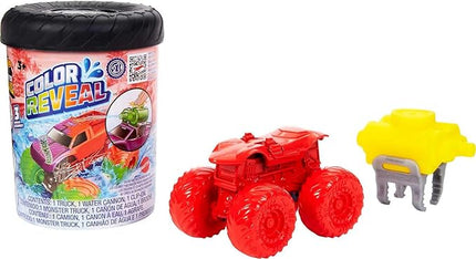 Hot Wheels Toy Monster Trucks, Color Reveal 1:64 Scale Vehicle with Clip-On Water Tank, Dunk in Water for Surprise (Styles May Vary)