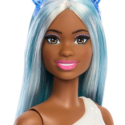Barbie Unicorn Doll with Blue Fantasy Hair, Ombre Outfit & Themed Accessories Including Headband & Tail