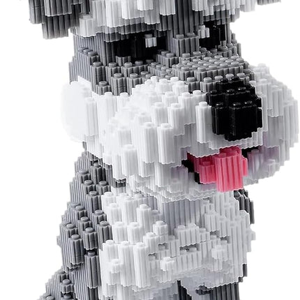 Schnauzer Dog Model Micro Building Blocks Set - Advanced 3D Puzzle for Adults, 7100-Piece Complex Animal Brick Building Kit, Collector's Display Toy for Teens 14+ Adults, Stress Relief Creative Gift