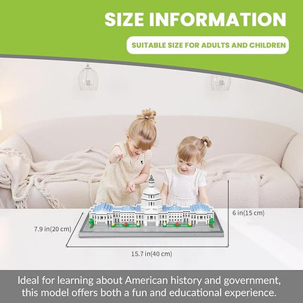 United States Capitol Architecture Model Micro Mini Building Blocks Sets World Famous Architectural Building Toys Gift for Adults and Kids 2800 Pieces