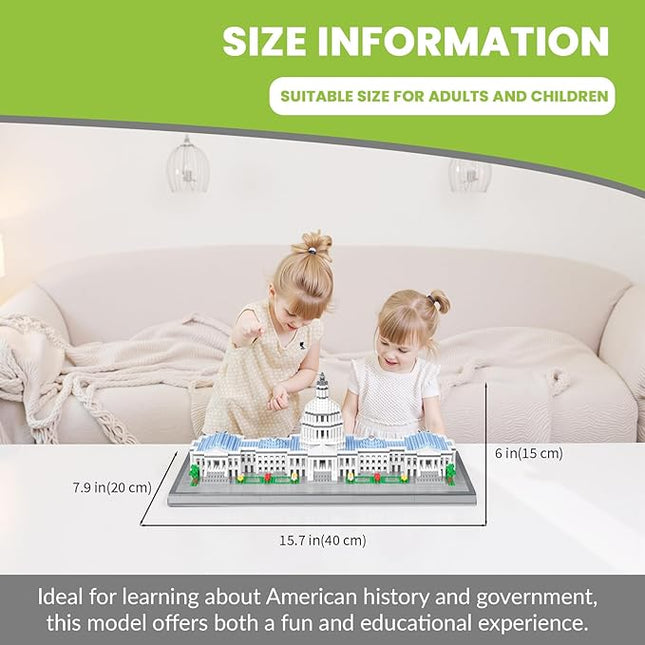 United States Capitol Architecture Model Micro Mini Building Blocks Sets World Famous Architectural Building Toys Gift for Adults and Kids 2800 Pieces