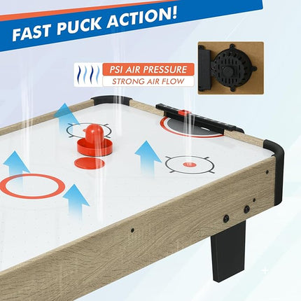 Table Top Air Hockey Table for Kids, 32” Mini Tabletop Air Hockey Game w/Electric Motor Fan, 2 Pushers and 2 Air Hockey Pucks, Great for Playing on The Floor, Tabletop