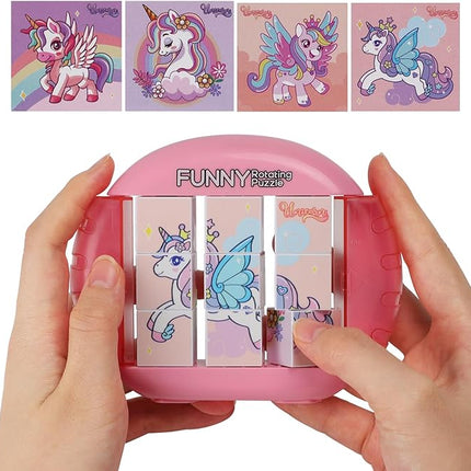 Rotating Puzzle for Kids 3 4 5 6 7 8 Year Old, 4 Puzzles in 1, Toddlers Travel, Car, Airplane, Road Trip Activities, Fine Motor Skills, Fidget, Gift for Boys & Girls Ages 3+ (Alicorn)