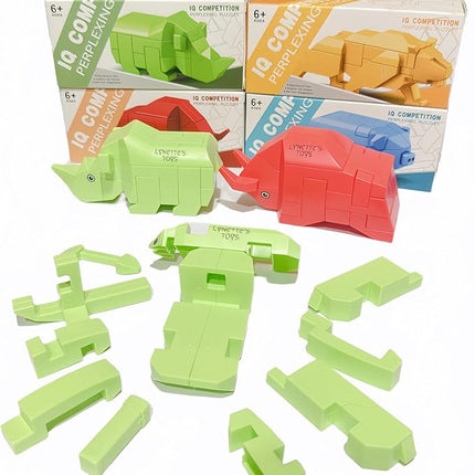 Lynette's Toys Lenged of Zanghai Tranditional Chinese LUBAN Lock 3D Puzzle Animal - Creative Interlocking Toy,Brain Teaser for Kids Aged 6+ Toy, Brain Bolt, Montessori (Rhino)