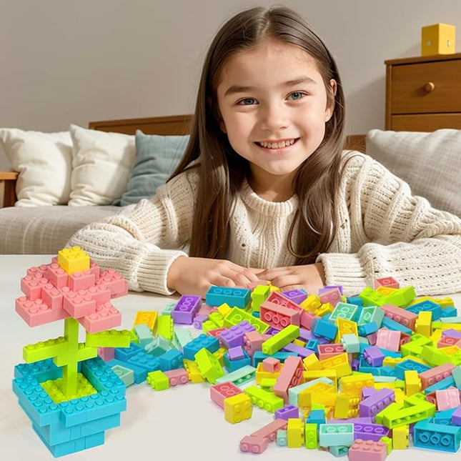 Building Bricks 1000 Pieces in Pastel Colors, Classic Building Blocks Toys & Gifts for Boys & Girls Aged 4+