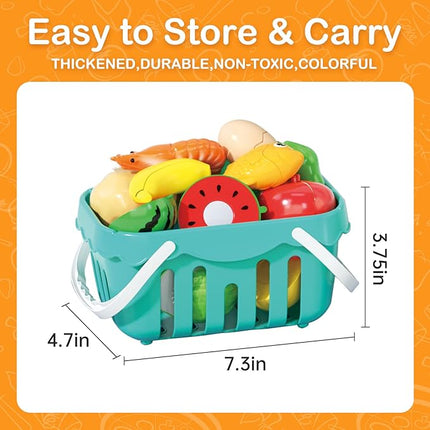 130Pcs Kitchen Playset, Toddler Pretend Cooking Play Pots, Pans, Utensils Cookware, Daily Food Fruit Veges, Shopping Storage Basket, Dessert, Prop Money, Learning Gift for Child (Blue)