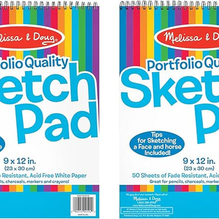 Melissa & Doug Drawing Paper, Sketch Pad, 2-Pack Bundle for Coloring, Writing or Painting (9 x 12 inches) - 50 Sheets Each, Kids Drawing Pad & Art Supplies for Kids Ages 3+ - FSC Certified