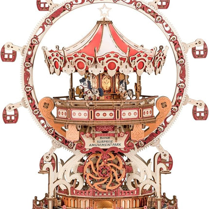 3D Puzzles for Adults, Wooden 3D Puzzle Model Surprise Amusement Park Music Box Toys Building Kits, DIY Wood Crafts Cool Toy Hobbies for Men Women, Creative Assembly Gifts