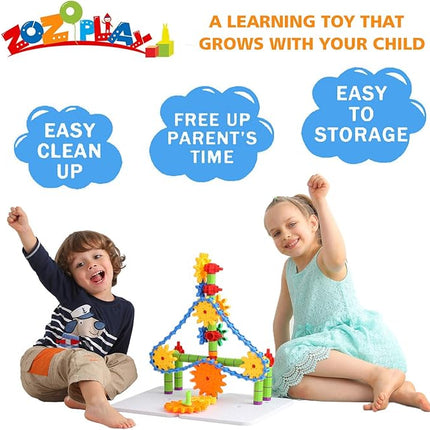 ZOZOPLAY STEM Learning Toy – 170 PCS Creative Engineering Gears & Construction Building Blocks, Kids Gears Toy Educational Set for Boys and Girls Ages 4–8