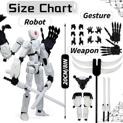 8Inch T13 Action Figure Assembly Completed,3D Printed Multi-Jointed Movable Toy Nova 13 Action Figures Desktop Decorations for Game Lovers Toy (White)