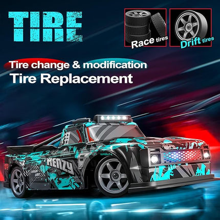 RC Drift Car, 1:16 Scale Remote Control Vehicle for Drift and Race, 2.4GHz 4WD High Speed 20+KM/H Racing Car with LED Lights, Hobby RC Cars Toy Gifts for Teen Adults