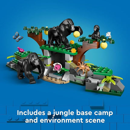 LEGO City Jungle Explorer Helicopter Toy at Base Camp - Kids Toy Adventure Building Set for Boys & Girls, Ages 8+ - with 5 Minifigures & Gorilla Figures - Gift Ideas for Birthdays - 60437