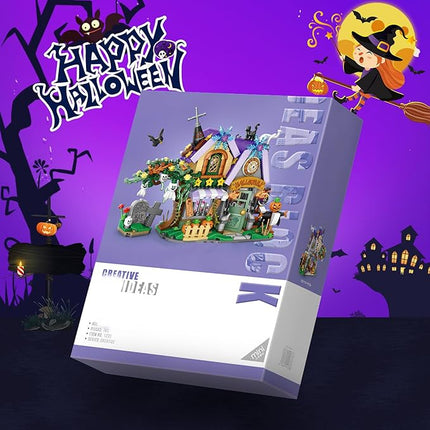 Mini Building Blocks - Chinese Street View Creative Building Toys Model Set for Boy Girl 7-9, 1242 PCS Simulation Architecture Toy, Idea Gift for Kids Adult (Halloween Haunted House)