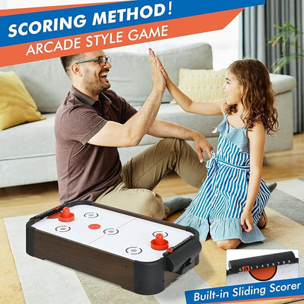 Table Top Air Hockey Table for Kids, 32” Mini Tabletop Air Hockey Game w/Electric Motor Fan, 2 Pushers and 2 Air Hockey Pucks, Great for Playing on The Floor, Tabletop