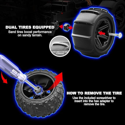 Rc Cars 1:14 All Terrain RC Car for Adults & Boys, 4WD Off-Road RC Truck High Speed Fast 40+ KPH, 4X4 Waterproof Remote Control Car with 2 Rechargeable 1300 mAh Batteries