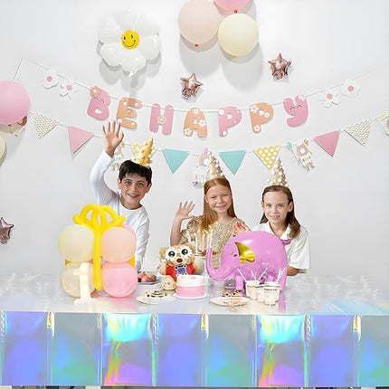 Iridescent Pink Plastic Tablecloths - Shiny Disposable Laser Rectangle Table Covers for Barbie Party, Taylor Swift Birthday, Hello Kitty, Unicorn Party Decorations, 54x72 Inches 1 Pack
