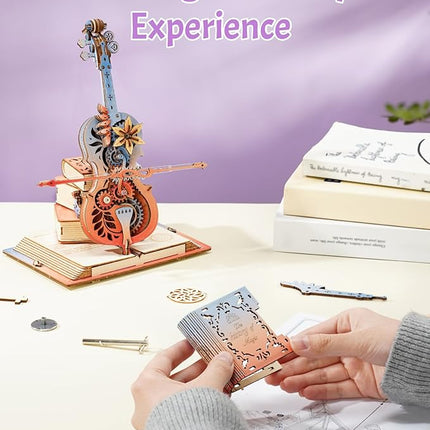 ROKR 3D Puzzles for Adults, Wooden Music Boxes-Cello, Model Kits for Adults, DIY Building Sets, Birthday Gifts Hobbies for Women Men