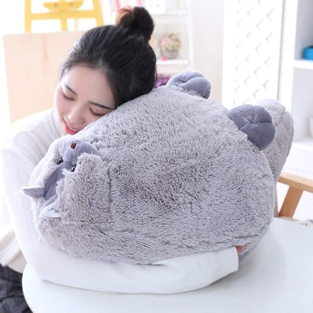 Winsterch Kids Large Cat Stuffed Animal Toys Gift Big Plush Cat Animal Baby Doll, Fat Gray Plush Cat Toy for Boys (Gray, 20 Inches)