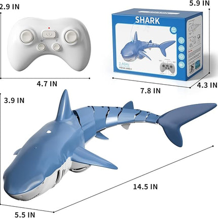 2.4GHz Remote Control Shark Toy for Pool, 1:18 Scale High Simulation RC Shark with Light & Spray Water, Electric Remote Controlled Swimming Water Toy Boat for 4 5 6 7 Year olds Kid Boys Girls