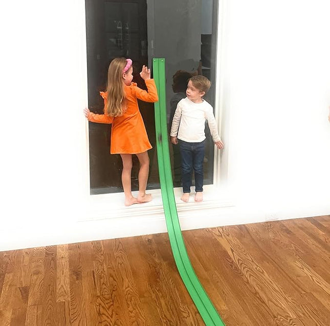 FlexTrack 5000 Flexible Race Car Track for Kids Toy with Suction Cups Compatible with Hot Wheels and Diecast 1/64th Cars and More 15 Feet Long Rolls Up Portable Racetrack (Electric Green)