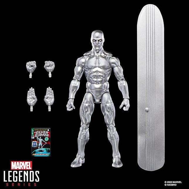 Marvel Legends Series Silver Surfer, Silver Surfer #1 (1968) and Fantastic Four Comics-Inspired Collectible 6-Inch Scale Action Figure with Character-Sized Comic Accessory
