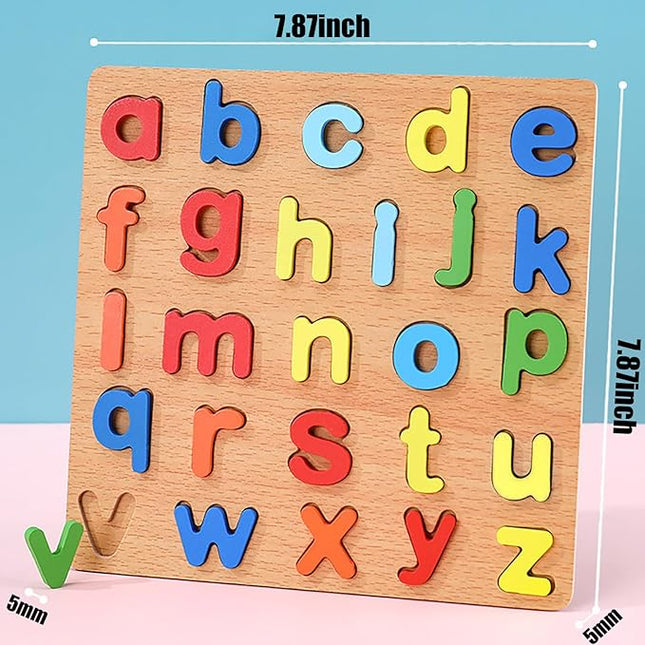 Wooden Puzzles for Toddlers, 2 Pack Alphabet Shape Wooden Puzzles for Kids Montessori Toddler Wooden Alphabet Number Shape Learning Puzzle for Kids 3 Years Over Boys & Girls