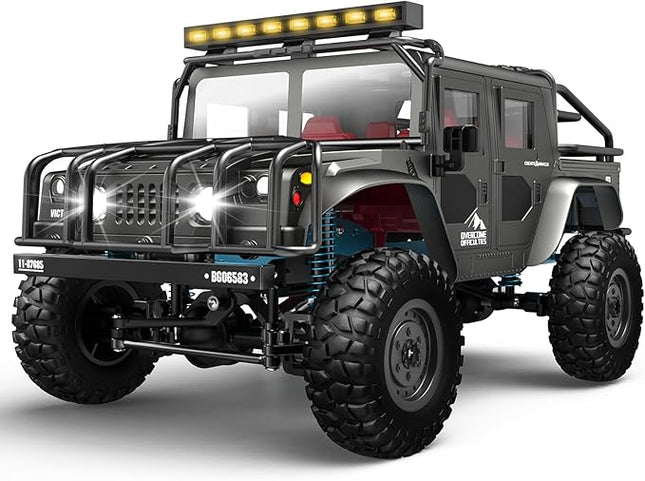 SIMREX 1:12 Scale All-Terrain Remote Control Car, 4WD RC Cars with 2.4 GHz, RC Climbing Truck, IPX4 Waterproof Off-Road Vehicle with Two Rechargeable Batteries, for Kids Teens Adults