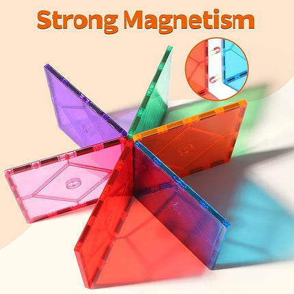 8 Piece Large Square Shape Magnetic Tiles Kids Toys, Magnetic Building Blocks STEM Magnet Building Set Preschool Learning Magnet for Kids Ages 3-5 4-8, Sensory Montessori Toys for 3+