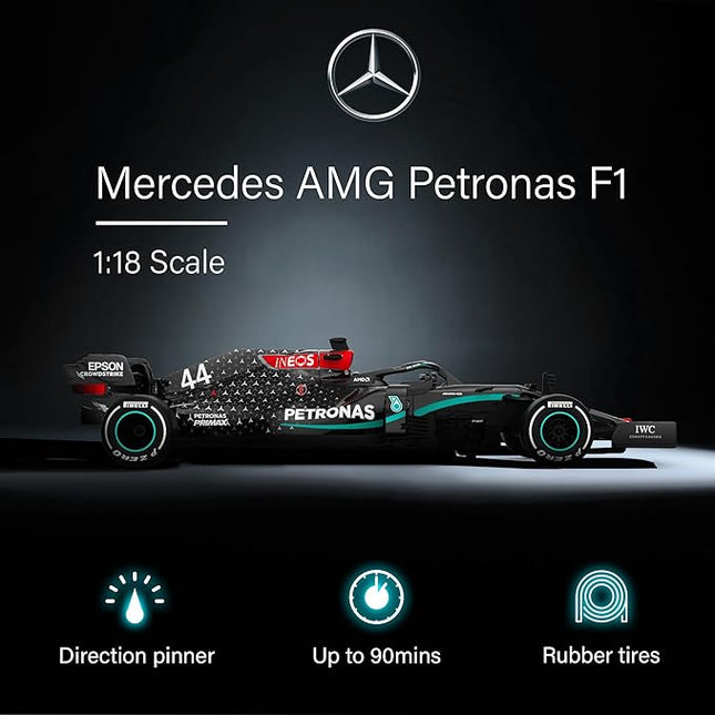 Voltz Toys Authentic Licensed 1:18 Mercedes-Benz F1 W11 Remote Control Car - F1 Collection RC car Series for Kids and Adults - 2.4GHz RC Car for Gift (1:18 Mercedes-Benz F1 W11)