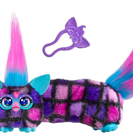FURBY DJ Furblets Dis-Co-Dazz Mini Electronic Plush Toy with Funny Stretchable Sound Effects & Music, Speaks Furbish, Pink, Purple, & Black