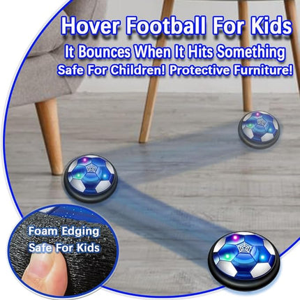 VNVDFLM Hover Soccer Ball Toys for Boys Girls,Rechargeable Floating Soccer Ball with Led Lights and Foam Cushion,Indoor Air Football Game Perfect Birthday for Kids Age 3-9 (Black 2)