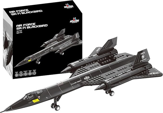 Apostrophe Games SR 71 Blackbird Jet Building Block Set - 184 Pieces - for Kids and Adults - Fits All Building Bricks
