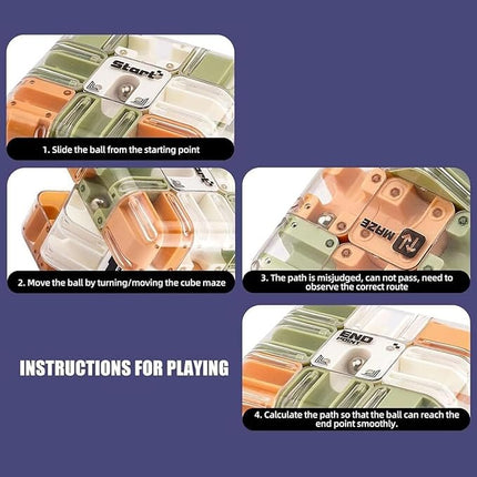 Large Labyrinth 3D Puzzle Maze Cube - Engaging Brain Teaser Toy, 3D Puzzle Maze Cube, Mazes Ball Puzzles for Logical Thinking(Mixed,1set)