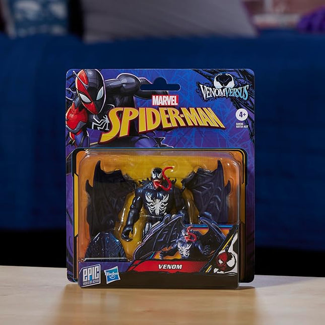 Spider-Man Marvel VenomVersus Epic World of Action Deluxe Venom Figure with Accessories, 4-Inch Super Hero Toys for Kids Ages 4+