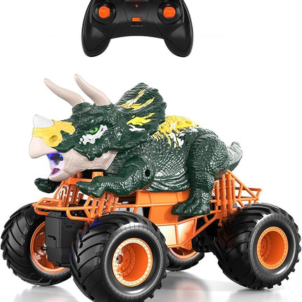Bennol Remote Control Dinosaur Car for Boys Kids, 2.4Ghz RC Triceratops Truck Toy for Toddlers, Electric Hobby RC Car Toys with Light & Sound Spray for 3 4 5 6 7 8 Year olds Kids Boys Girls