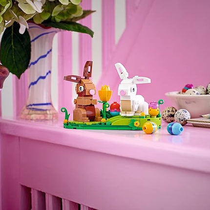 LEGO Easter Rabbits Display 40523 Building Toy Set, Includes Colorful Easter Eggs and Tulips, Easter Decorations