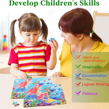 LELEMON Puzzles for Kids Ages 4-8, 60 Piece Puzzles for Kids Ages 3-5 in a Metal Box,Educational Puzzle Games Childrens Puzzles Jigsaw Puzzles Toys Gifts for Girls and Boys