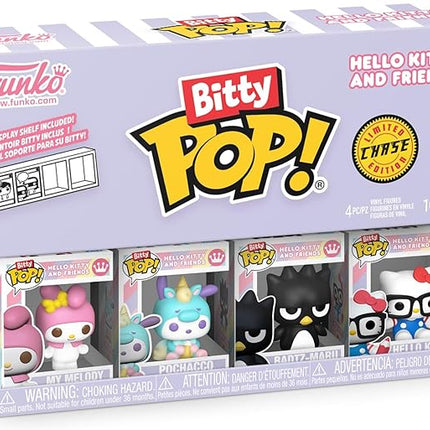 Funko Pop! Bitty: Sanrio - My Melody, Pochacco (Unicorn Party), Badtz-Maru, and Chase Mini Figure - 0.9 Inch (2.2 Cm) - Hello Kitty Collectable - Stackable Display Shelf Included - Gift Idea
