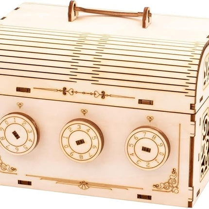 3D Wooden Puzzle DIY Treasure Box Model Building Kits Brain Teaser Educational Toy Birthday Gift for Adults and Kids Age (Treasure Box)