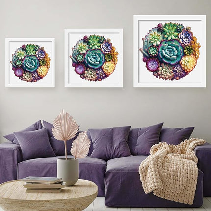 Mys Aurora Puzzles for Adults 1000 Pieces, Mandala Succulent Plants Wooden Puzzles Unique Shaped Jigsaw Challenging Puzzle Gift for Family Game 23.4'' x 22.6''